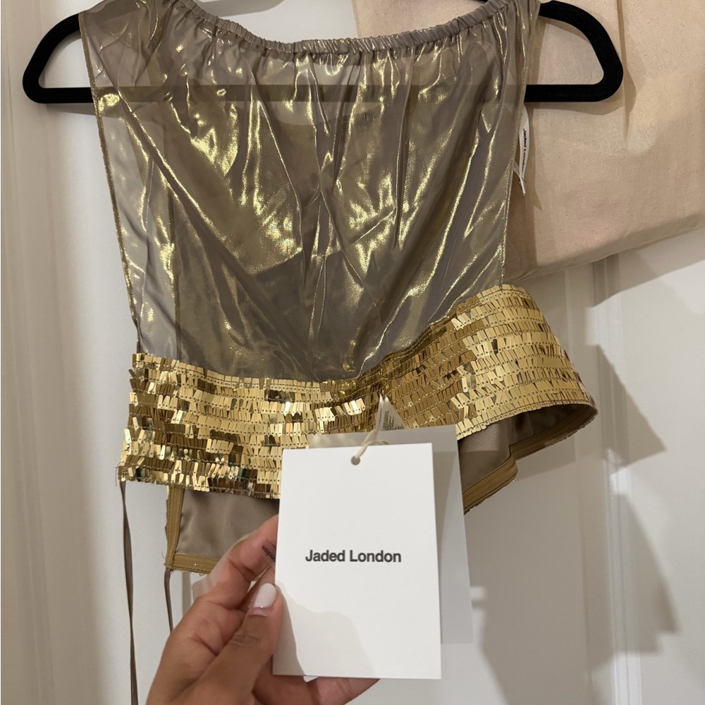Jaded London Metallic Gold Sequin Corset